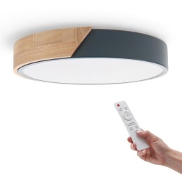 PLAFON LED GREY WOOD ROUND...